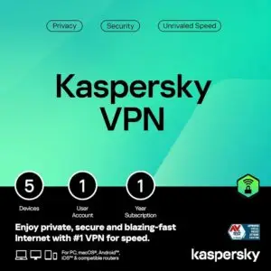 Kaspersky VPN Secure Connection 1 Year 5 Devices Latest Version - Free Updates - G2K